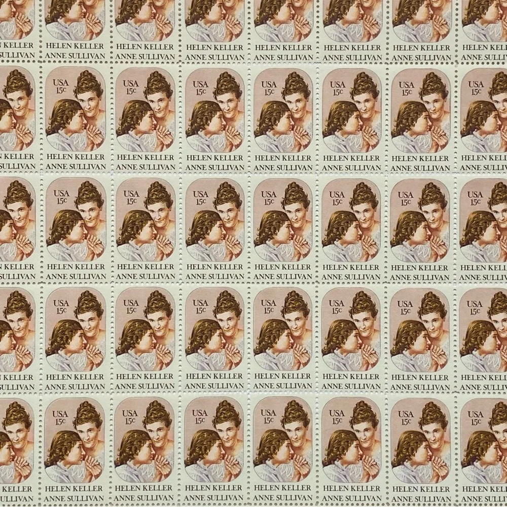 Helen Keller Stamps 15 CENT Full Sheet Pane MNH US Scott 1824 Unhinged MNH